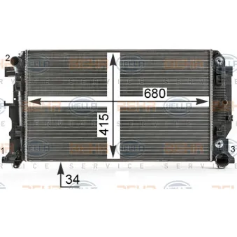 Radiateur, refroidissement du moteur HELLA 8MK 376 700-304 pour MERCEDES-BENZ SPRINTER 210 CDI - 95cv