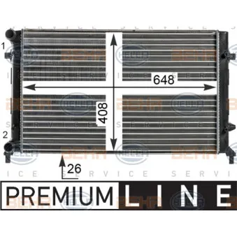 Radiateur, refroidissement du moteur HELLA 8MK 376 700-491 pour VOLKSWAGEN TOURAN 2.0 EcoFuel - 109cv