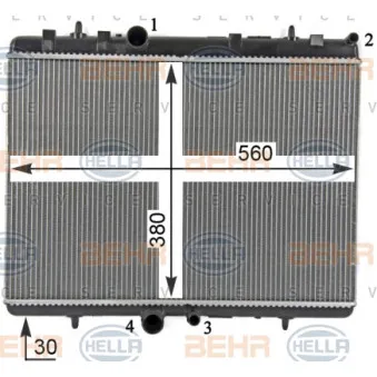 Radiateur, refroidissement du moteur HELLA 8MK 376 700-531 pour CITROEN C5 2.0 16V BioFlex - 140cv