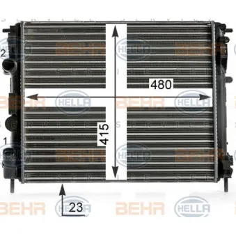 Radiateur, refroidissement du moteur HELLA 8MK 376 700-581 pour RENAULT CLIO 1.9 D - 64cv