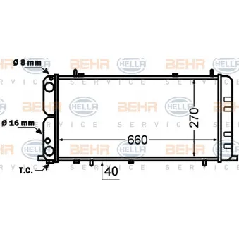 Radiateur, refroidissement du moteur HELLA 8MK 376 705-731