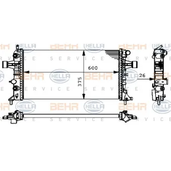 Radiateur, refroidissement du moteur HELLA 8MK 376 710-324 pour OPEL ASTRA 1.4 16V - 90cv