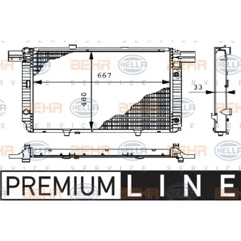 Radiateur, refroidissement du moteur HELLA 8MK 376 711-091