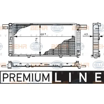 Radiateur, refroidissement du moteur HELLA 8MK 376 711-451