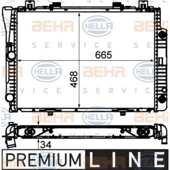 Radiateur, refroidissement du moteur HELLA 8MK 376 712-201