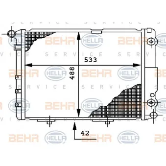 Radiateur, refroidissement du moteur HELLA 8MK 376 712-454 pour MERCEDES-BENZ CLASSE E E 250 D - 113cv