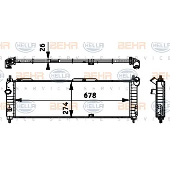 Radiateur, refroidissement du moteur HELLA 8MK 376 713-574 pour OPEL CORSA 1.4 i - 60cv