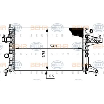 Radiateur, refroidissement du moteur HELLA 8MK 376 714-364 pour OPEL CORSA 1.4 - 90cv