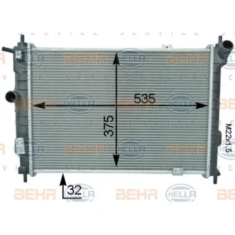 Radiateur, refroidissement du moteur HELLA 8MK 376 716-091 pour OPEL ASTRA 1.7 D - 60cv