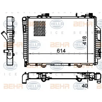 Radiateur, refroidissement du moteur HELLA 8MK 376 717-264 pour MERCEDES-BENZ CLASSE C C 200 T Kompressor - 163cv