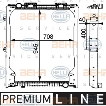 Radiateur, refroidissement du moteur HELLA 8MK 376 721-481