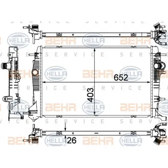 Radiateur, refroidissement du moteur HELLA 8MK 376 735-391 pour RENAULT SCENIC 1.9 DCI - 131cv