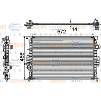 Radiateur, refroidissement du moteur HELLA 8MK 376 745-594 pour FORD MONDEO 1.8 TDCi - 125cv
