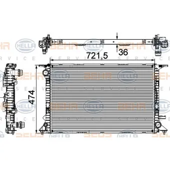 Radiateur, refroidissement du moteur HELLA 8MK 376 745-644 pour AUDI A5 3.0 TDI quattro - 240cv