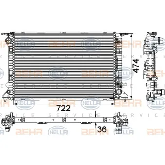 Radiateur, refroidissement du moteur HELLA 8MK 376 745-654 pour AUDI A4 3.0 TDI - 204cv