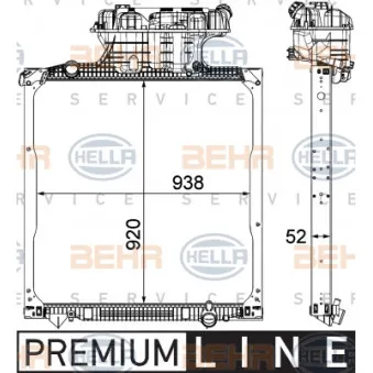 Radiateur, refroidissement du moteur HELLA 8MK 376 750-561 pour MAN TGX 18,580 - 581cv