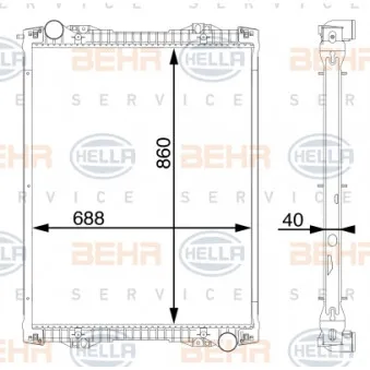 Radiateur, refroidissement du moteur HELLA 8MK 376 756-174