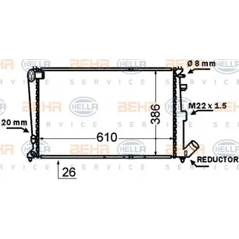 Radiateur, refroidissement du moteur HELLA 8MK 376 766-721