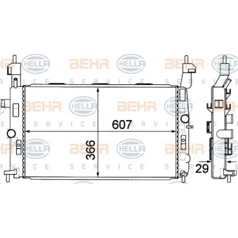 Radiateur, refroidissement du moteur HELLA 8MK 376 771-221 pour OPEL MERIVA 1.6 16V - 100cv