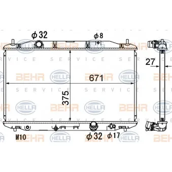 Radiateur, refroidissement du moteur HELLA 8MK 376 790-491
