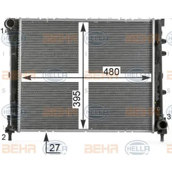 Radiateur, refroidissement du moteur HELLA 8MK 376 900-171