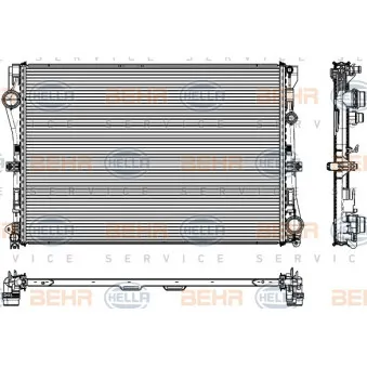 Radiateur, refroidissement du moteur HELLA 8MK 376 908-091 pour MERCEDES-BENZ CLASSE E E 220 d - 194cv