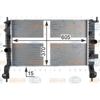 Radiateur, refroidissement du moteur HELLA 8MK 376 910-284 pour OPEL MERIVA 1.4 16V Twinport - 90cv