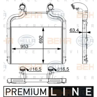 Intercooler, échangeur HELLA 8ML 376 706-951