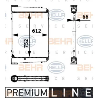 Intercooler, échangeur HELLA 8ML 376 724-351 pour IVECO T-WAY NG 262, NG 263 - 260cv