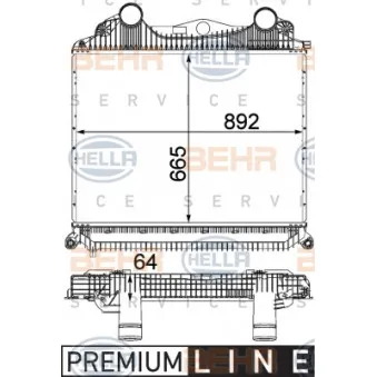 Intercooler, échangeur HELLA 8ML 376 724-381