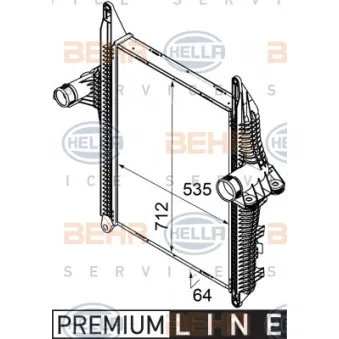 Intercooler, échangeur HELLA 8ML 376 746-301 pour MAN TGM 13,290 - 290cv