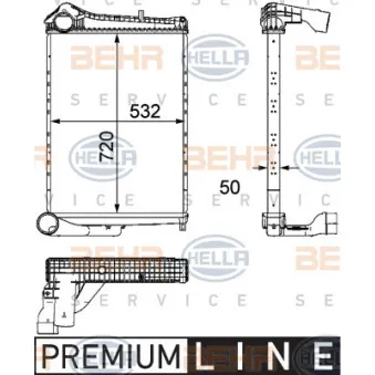 Intercooler, échangeur HELLA 8ML 376 746-381 pour DAF 95 XF FL 240-12 - 240cv