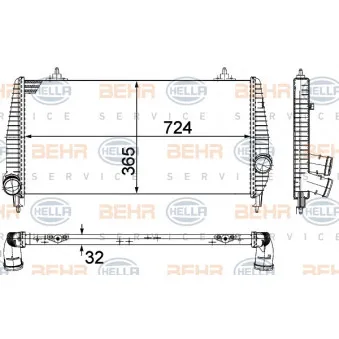Intercooler, échangeur HELLA 8ML 376 756-751