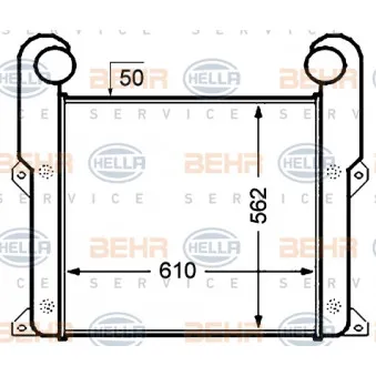 Intercooler, échangeur HELLA 8ML 376 776-681 pour MAN E2000 FAK 95,360 - 364cv