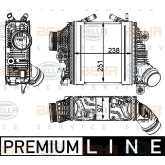 Intercooler, échangeur HELLA 8ML 376 795-111