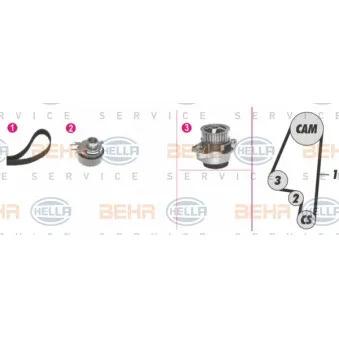 Pompe à eau + kit de courroie de distribution HELLA OEM 030109119M