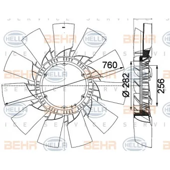 Roue du souffleur, refroidissementdu moteur HELLA 8MV 376 757-501 pour MAN M 2000 L FTG 85,460 - 462cv