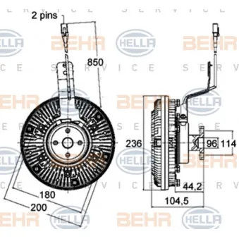 Embrayage, ventilateur de radiateur HELLA 8MV 376 758-531 pour MAN TGA 26,510 - 510cv