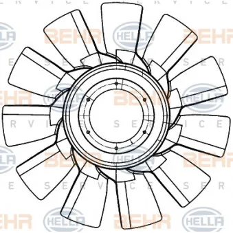 Roue du souffleur, refroidissementdu moteur HELLA 8MV 376 907-301 pour SCANIA P,G,R,T - series G 400, R 400 - 400cv
