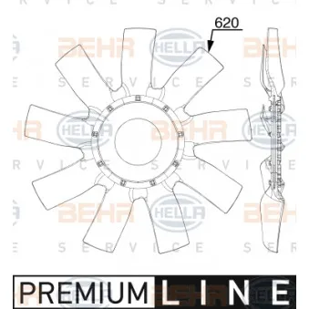Roue du souffleur, refroidissementdu moteur HELLA 8MV 376 912-511
