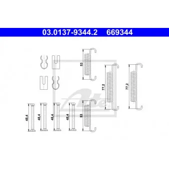 Kit d'accessoires, mâchoires de frein de stationnement ATE 03.0137-9344.2