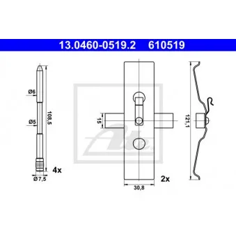 Kit d'accessoires, plaquette de frein à disque ATE 13.0460-0519.2