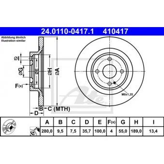 Jeu de 2 disques de frein arrière ATE OEM 6000612254