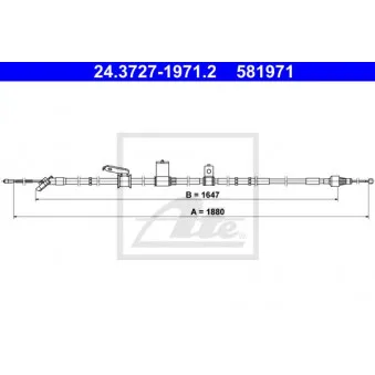 Tirette à câble, frein de stationnement ATE 24.3727-1971.2