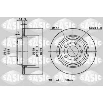 Jeu de 2 disques de frein arrière SASIC OEM 9434167