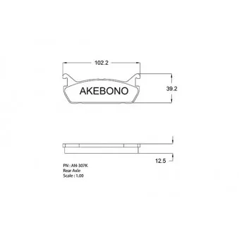 AKEBONO AN-307K - Jeu de 4 plaquettes de frein arrière