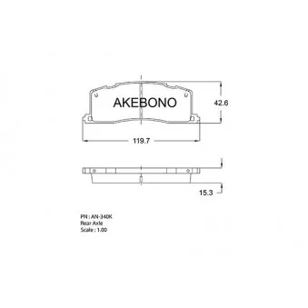AKEBONO AN-340K - Jeu de 4 plaquettes de frein arrière