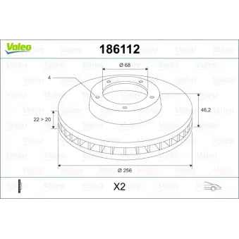 VALEO 186112 - Jeu de 2 disques de frein avant