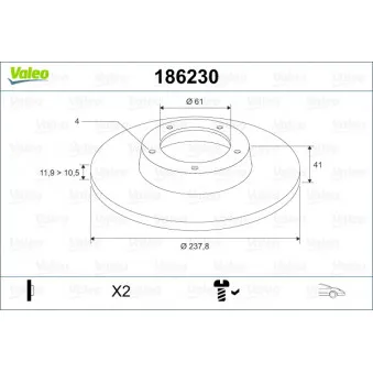 VALEO 186230 - Jeu de 2 disques de frein avant