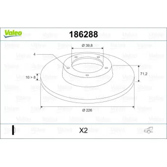 VALEO 186288 - Jeu de 2 disques de frein arrière